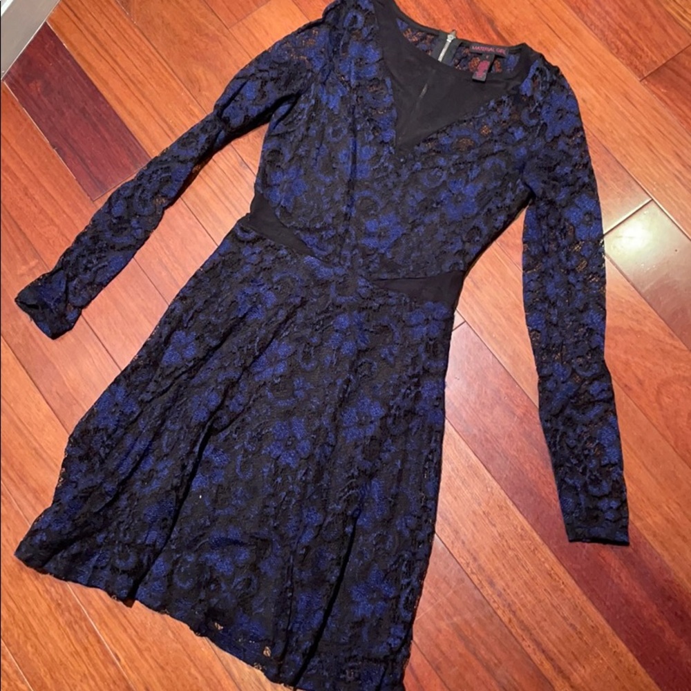 Material Girl Lace & Sheer Skater Dress